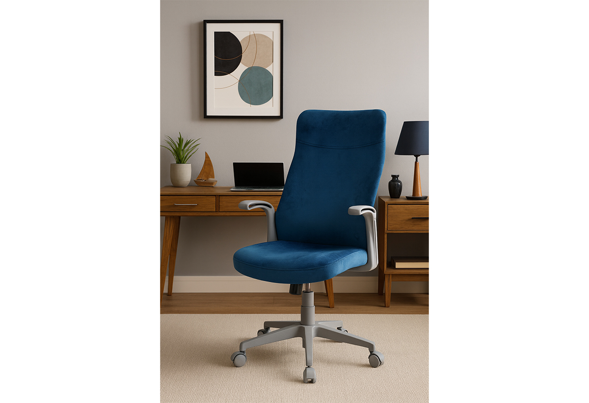 Απεικονίζεται η καρέκλα γραφείου σε ένα home office.